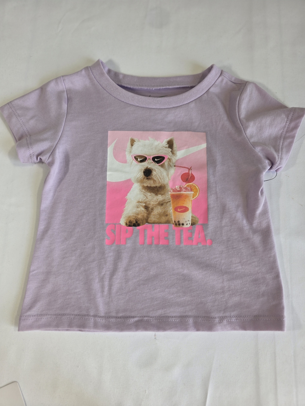 Nike Toddler Girls 2PC “Sip The Tea” Dog Tee & Shorts Set 24M NWT - Picture 2 of 5